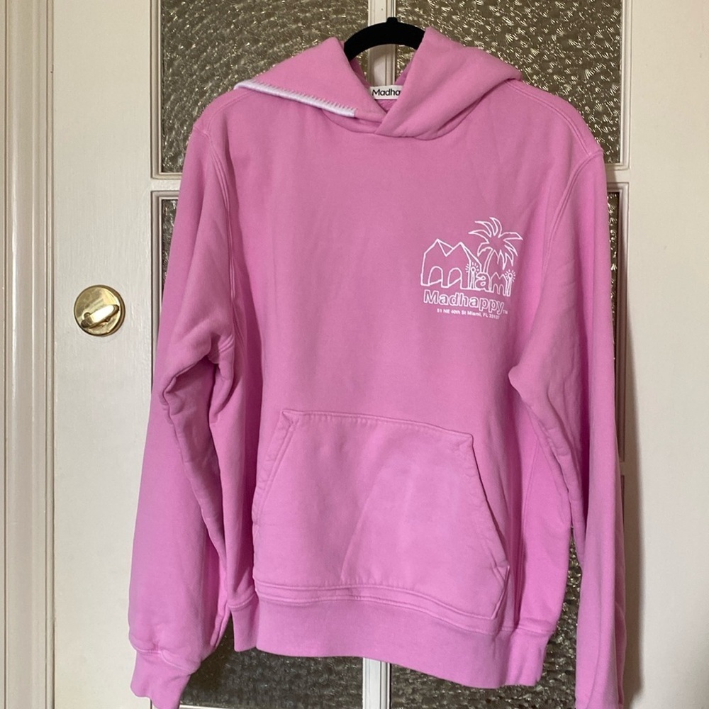 NWOT Madhappy x Miami Exclusive Pink Hoodie Unisex Men's S (women's medium) - Picture 1 of 4
